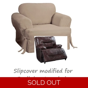 Reclining CHAIR Slipcover T Cushion Cotton Taupe Sure Fit Armchair